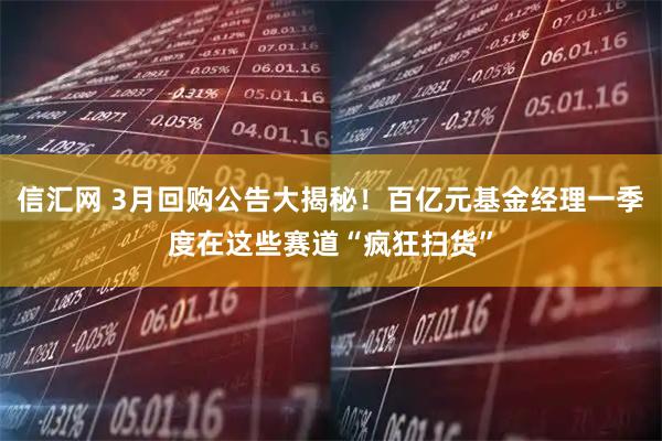 信汇网 3月回购公告大揭秘！百亿元基金经理一季度在这些赛道“疯狂扫货”