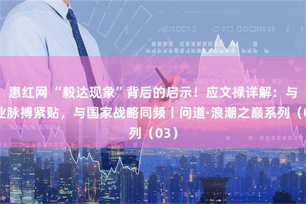 惠红网 “毅达现象”背后的启示！应文禄详解：与产业脉搏紧贴，与国家战略同频丨问道·浪潮之巅系列（03）